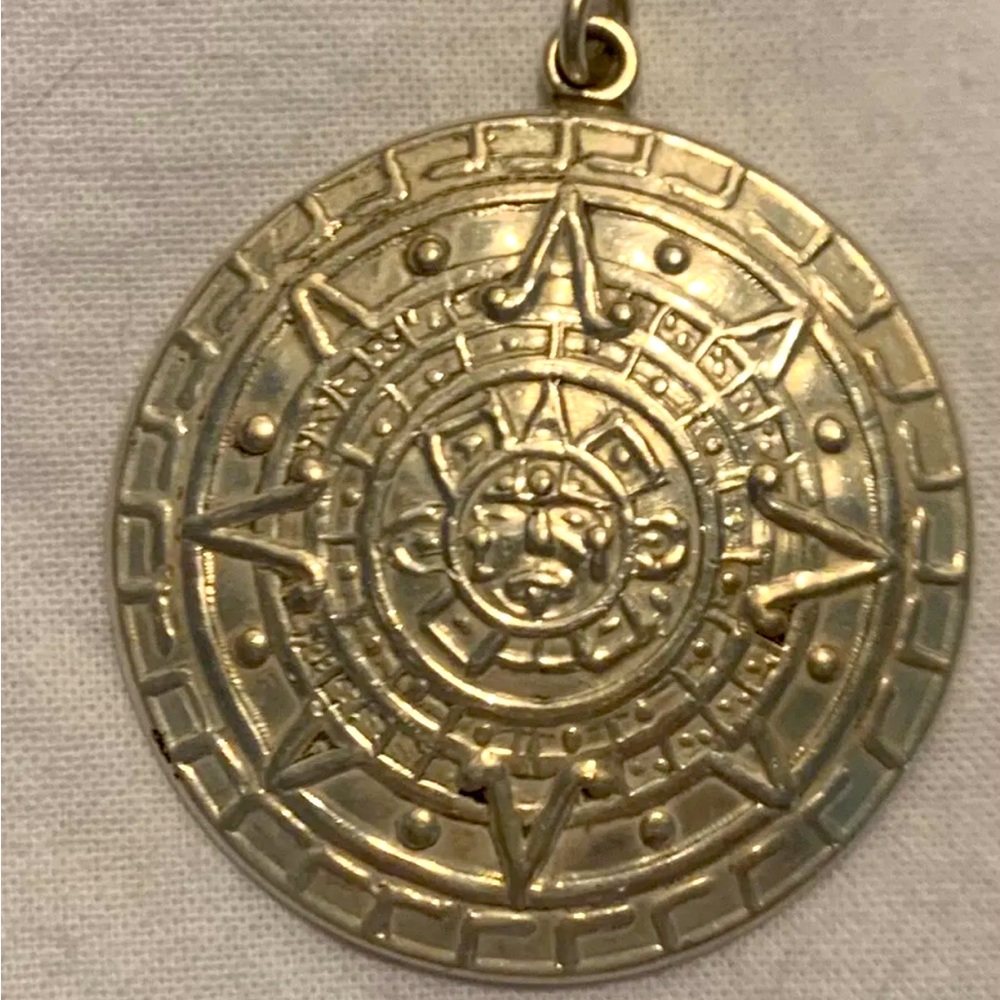 Vintage Gerardo Lopez Taxco 989 Aztec Calendar sterling pendant